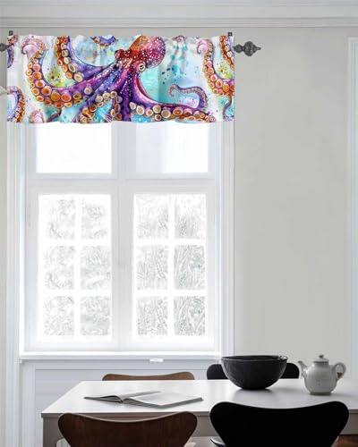 Rod Pocket Window Valances Short Kitchen Curtains 54x18IN,1 Panel F707581
