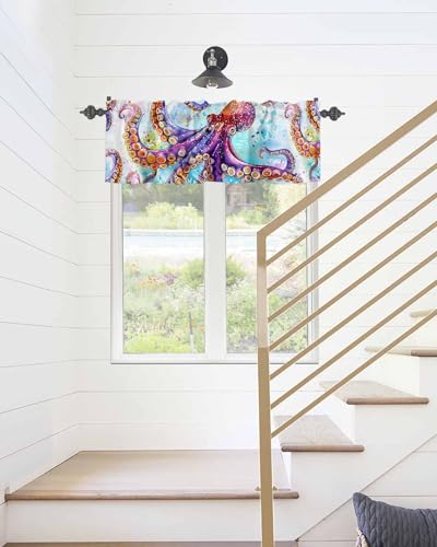 Rod Pocket Window Valances Short Kitchen Curtains 54x18IN,1 Panel F707581