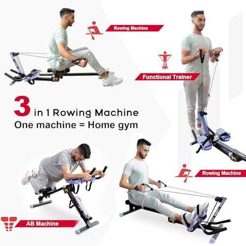 Foldable Rowing Machine with LED Monitor U49342