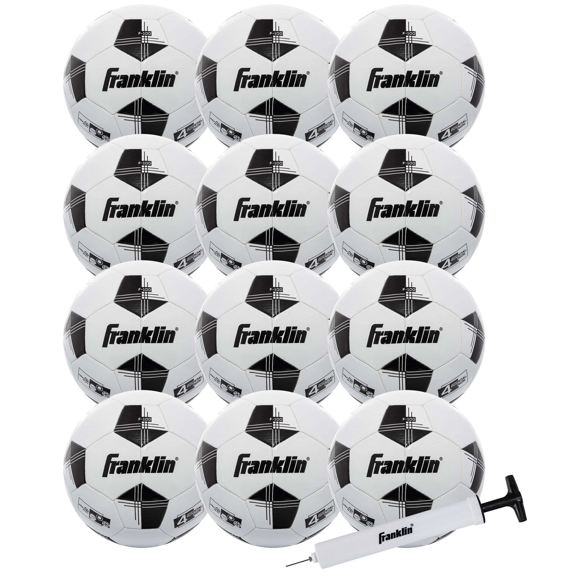 Youth Soccer Balls Size 4 12 Pack White/Black F515