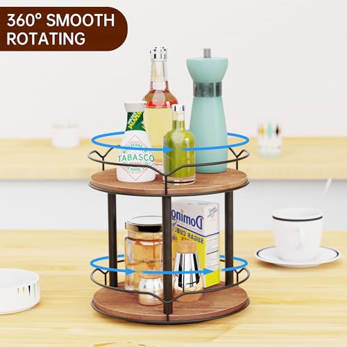 2 Tier 12.4" Wooden Rotating Lazy Susan Organizer M385065