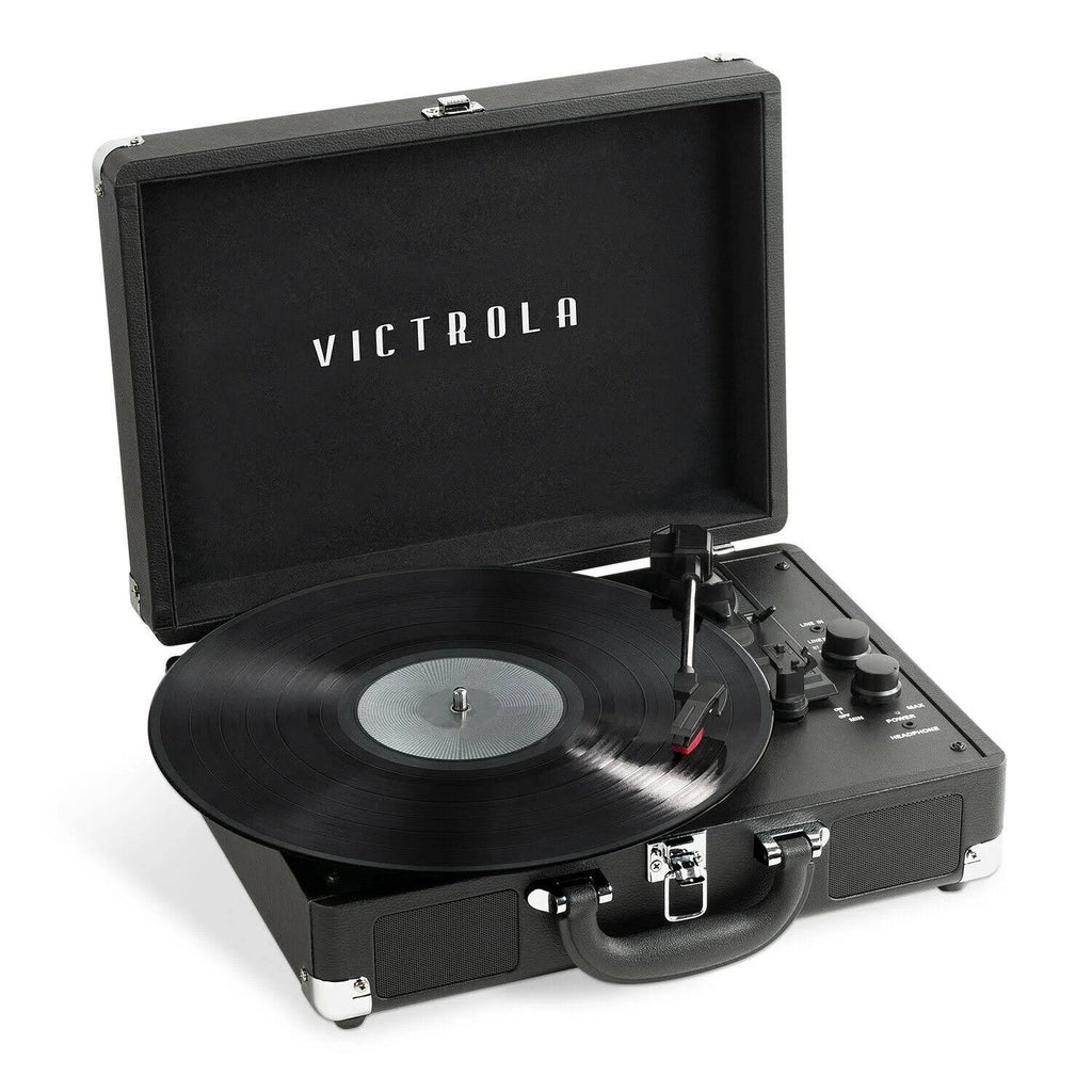 Portable Suitcase Record Player 3-Speed Turntable with Built-In Bluetooth Speakers G53783