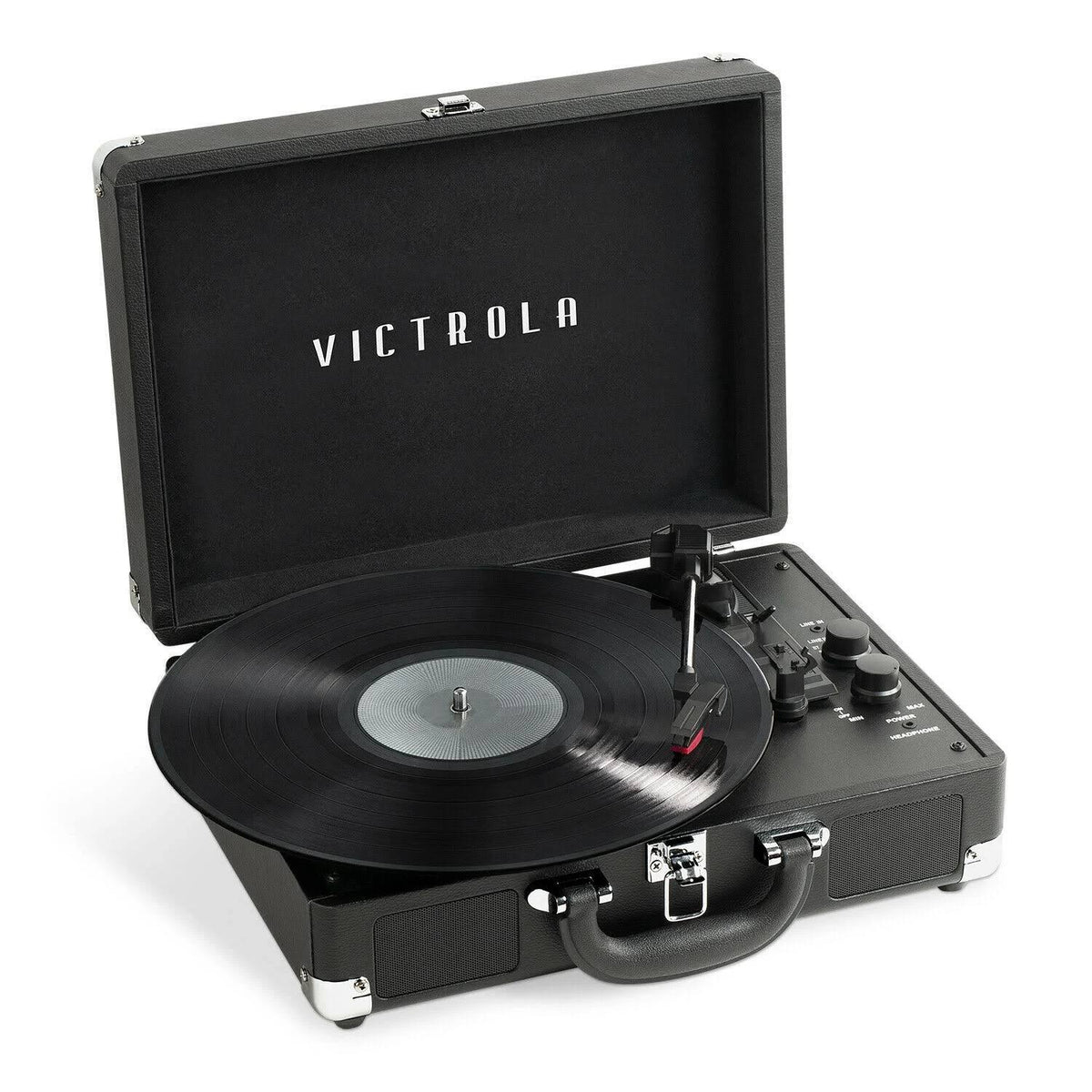 Portable Suitcase Record Player 3-Speed Turntable with Built-In Bluetooth Speakers G53783