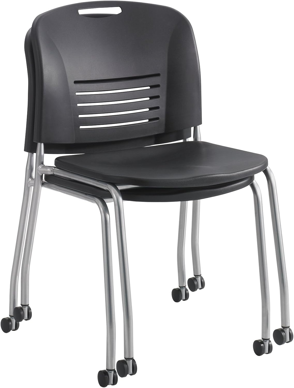 Black Stack Chair with Casters, Qty. 2 G91787