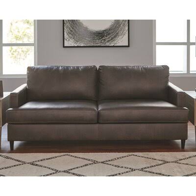 Genuine Leather Recessed Arm Sofa S660