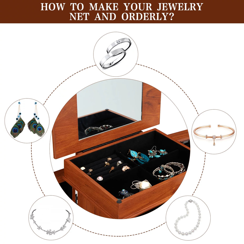 Jewelry Cabinet Armoire & Storage Organizer 5 Drawers S730