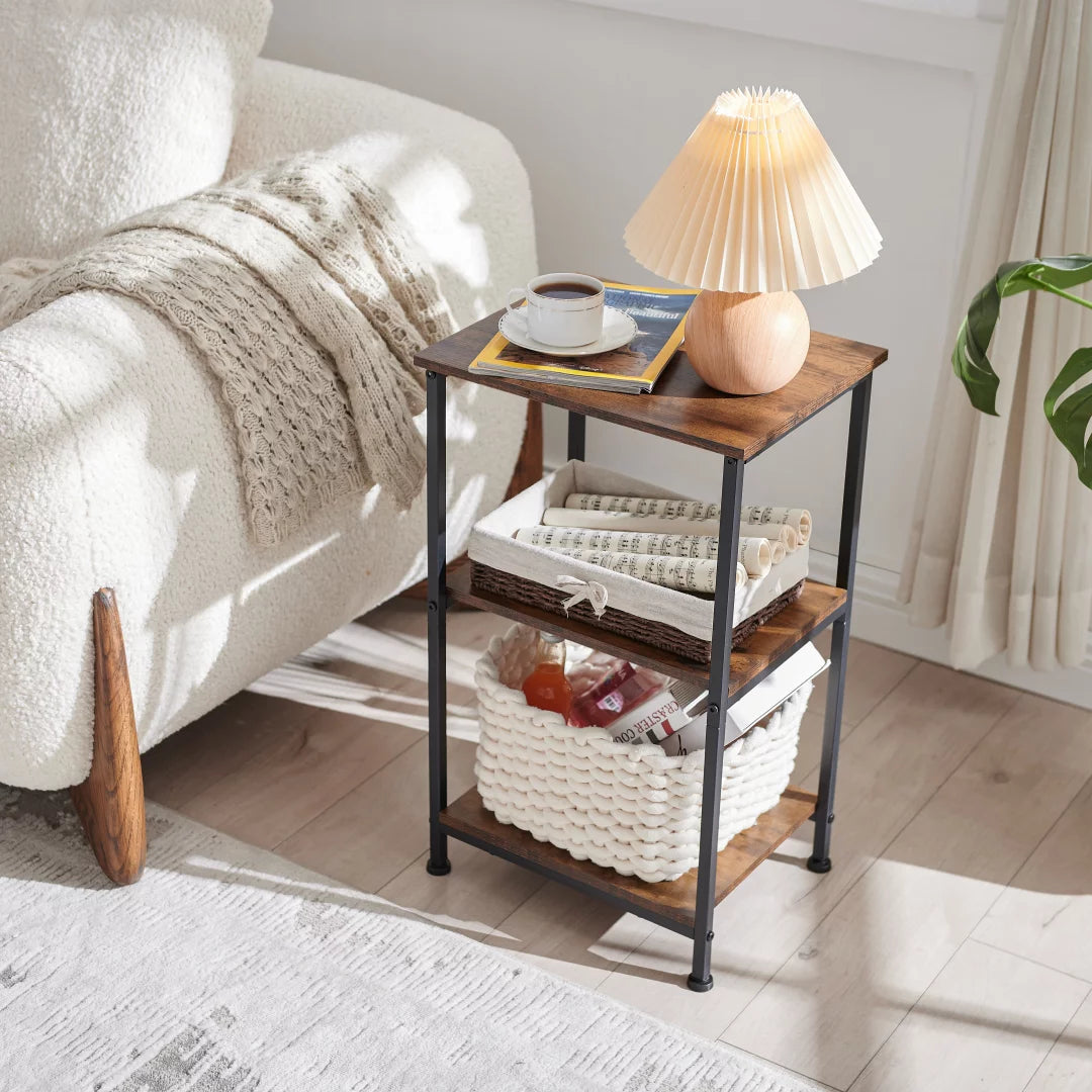 Small Side Table Set of 2, 3-Tier End Table Nightstand with Storage Shelf R70408