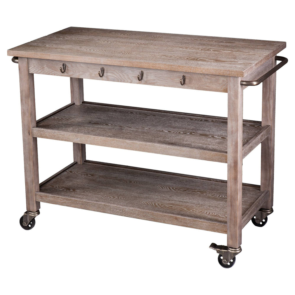 Whitewashed Burnt Oak Kitchen Cart R2188