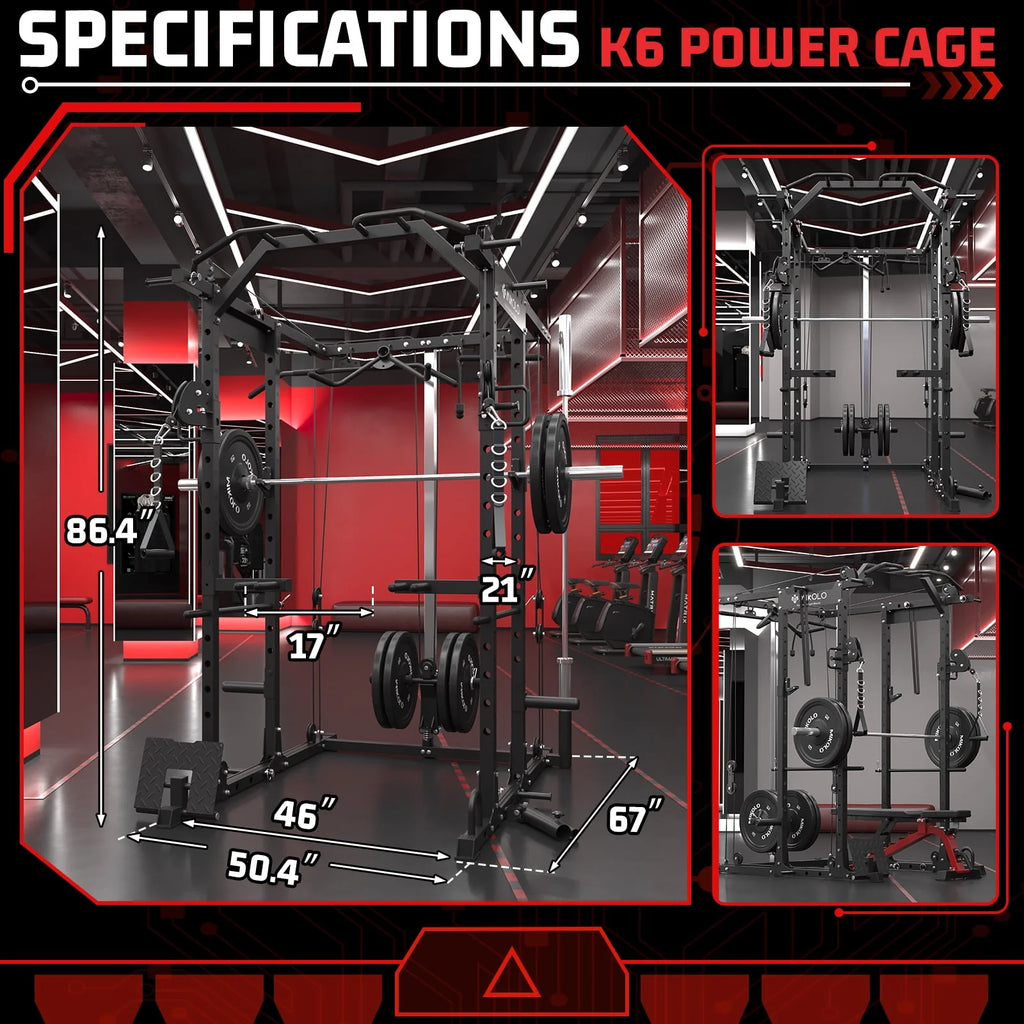 1500 lbs Power Rack Cage with Cable Crossover Machine B3061