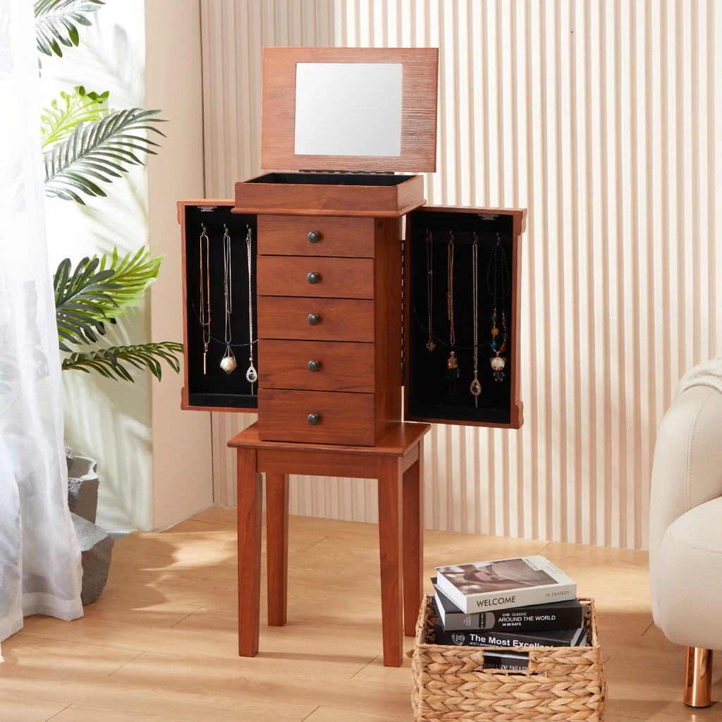 Jewelry Cabinet Armoire & Storage Organizer 5 Drawers S730