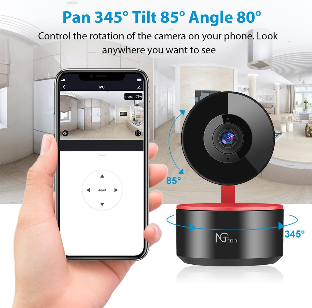 1080P WiFi Security Camera Indoor with Night Vision 2 Way Audio, Pack of 2 T536158