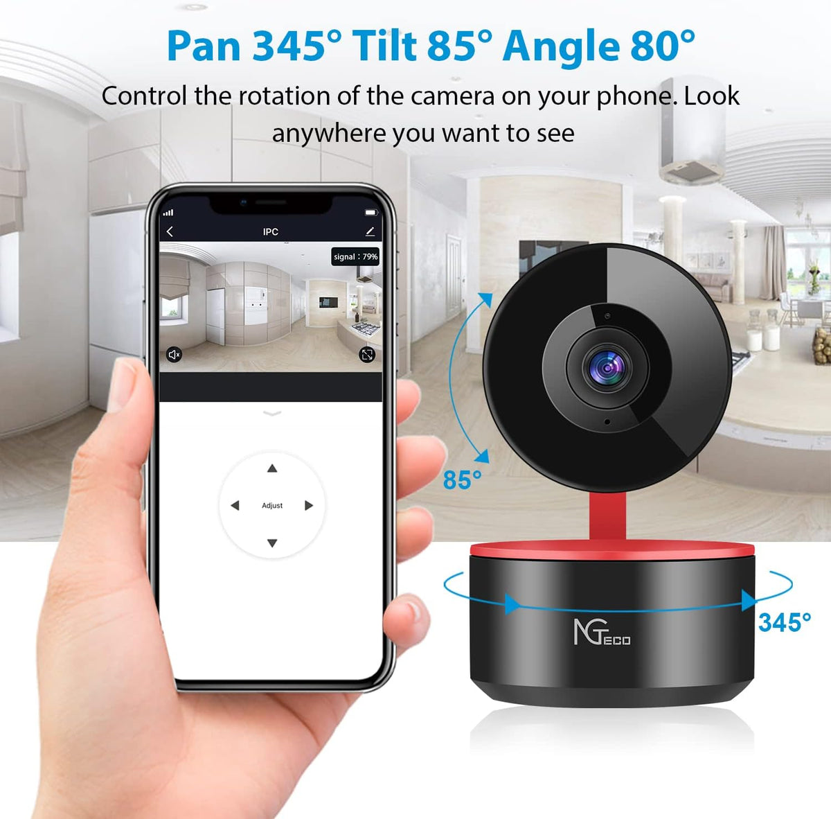 1080P WiFi Security Camera Indoor with Night Vision 2 Way Audio, Pack of 2 T536158