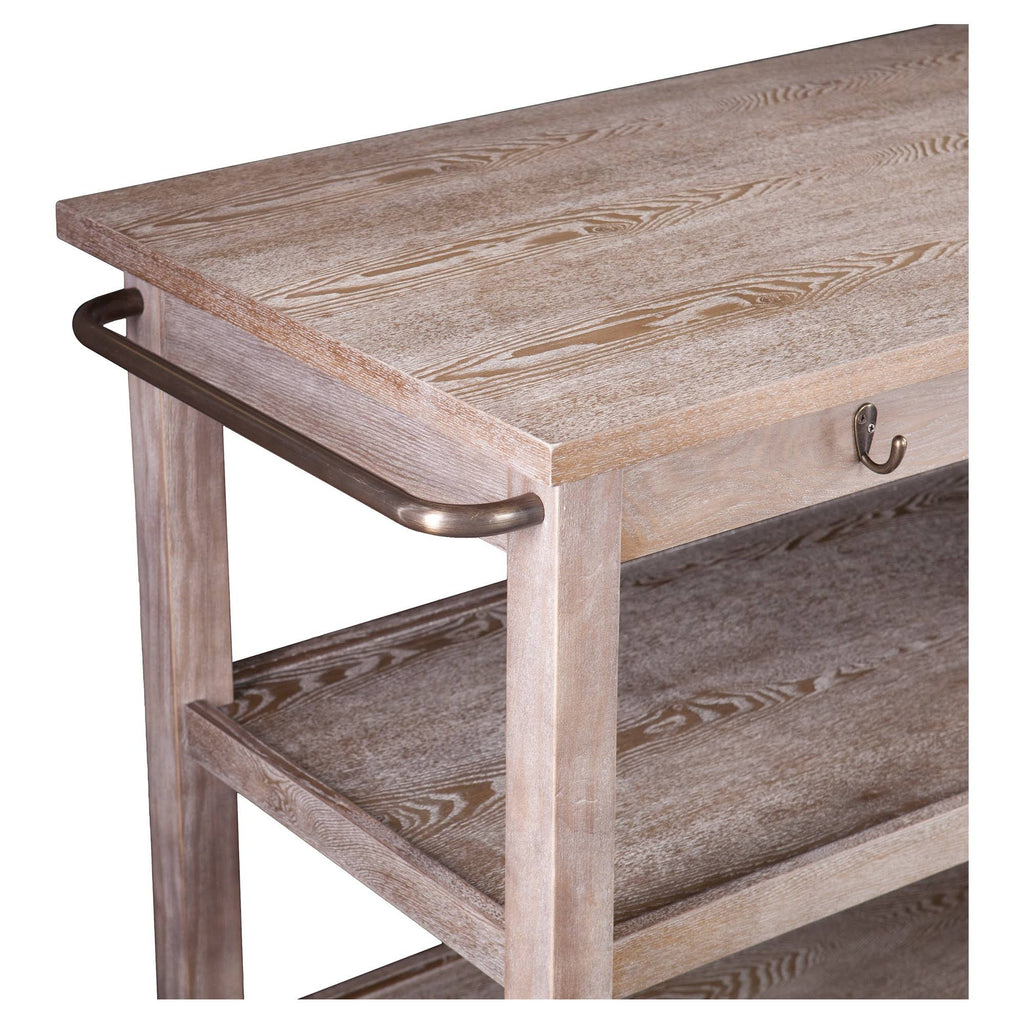 Whitewashed Burnt Oak Kitchen Cart R2188