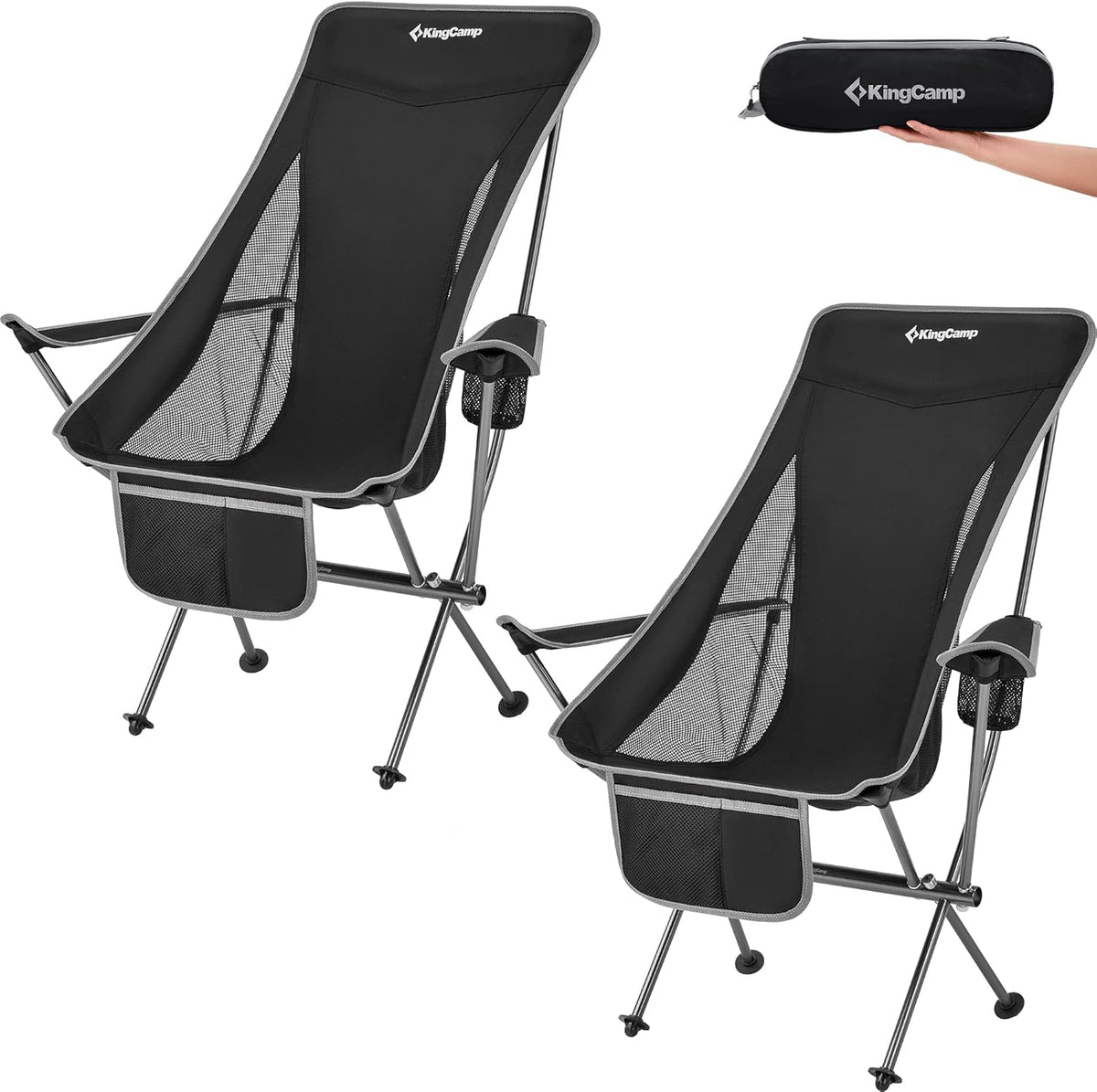 Lightweight Portable Folding Camping Chair with Armrest, High Back, Carry Bag K6204