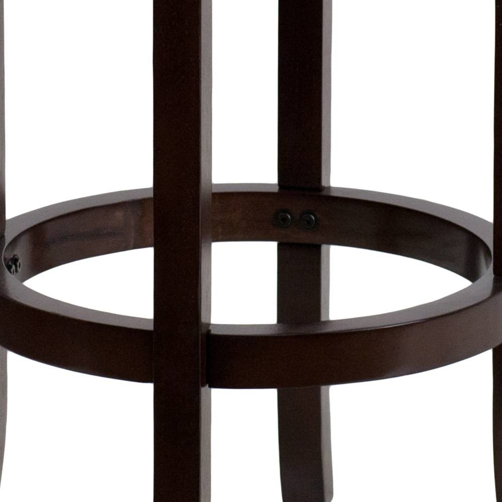 Light Cherry Wood Barstool with Black Leather Swivel Seat A587969