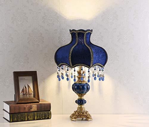 Blue Fabric Lampshade Resin Lamp, 13 in W, 21.6 in H U80122
