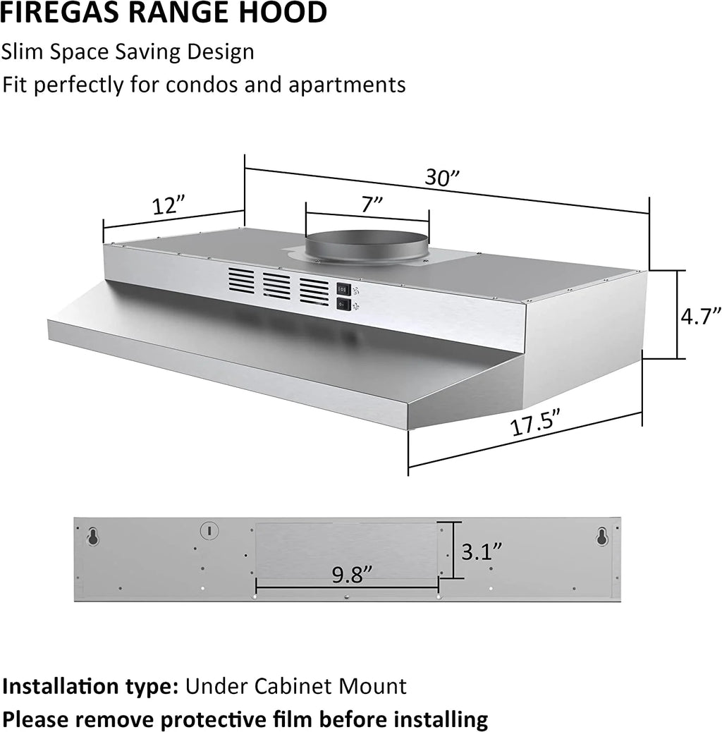 30 inch Under Cabinet Stainless Steel Range Hood M6607