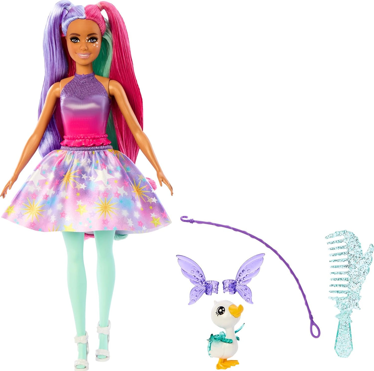 Barbie Doll & Accessories Set with Fantasy Outfit, Pet, Leash & Styling Pieces Y18198