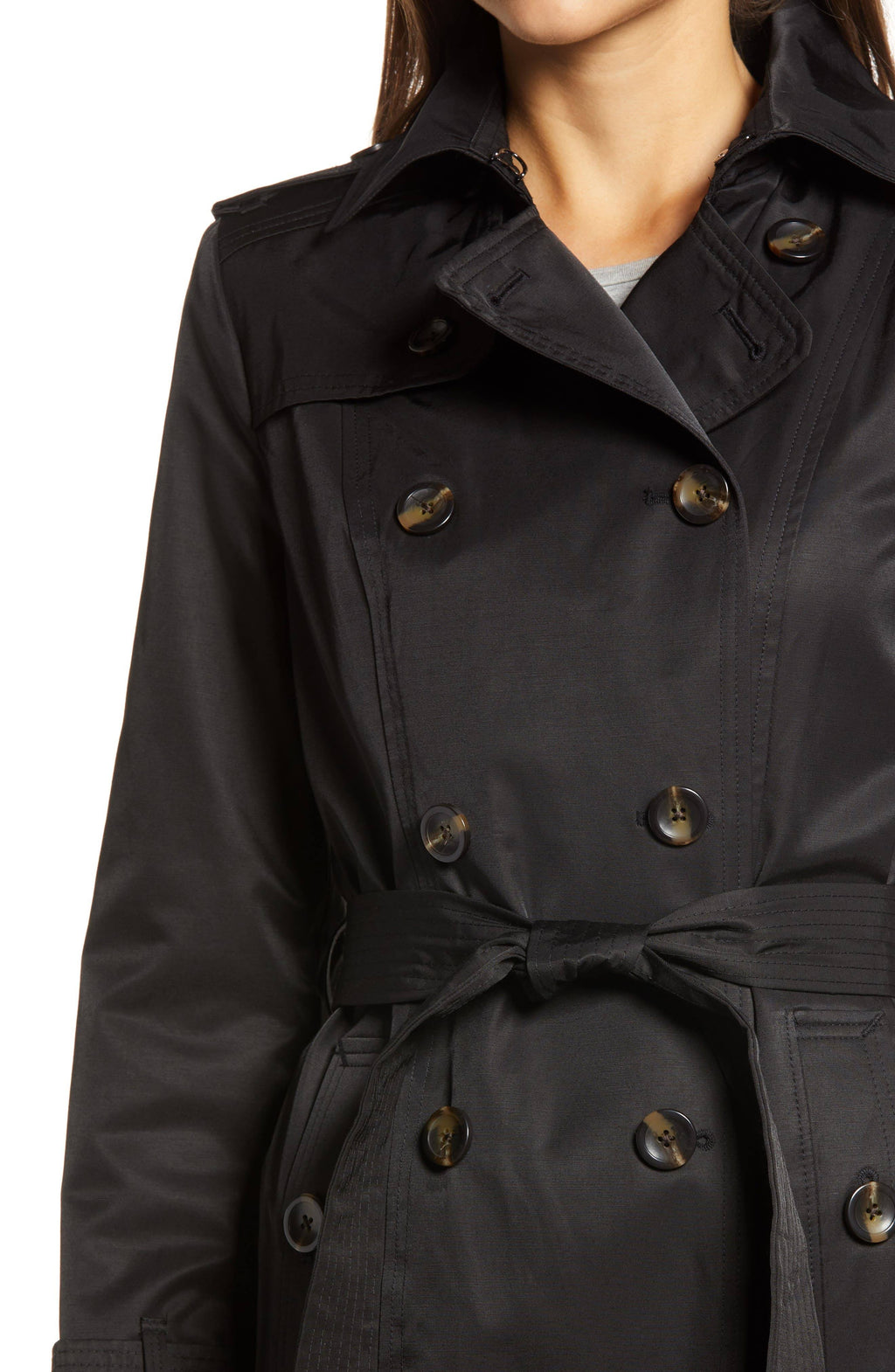 Red Double Breasted Trench Coat with Removable Hood Z780