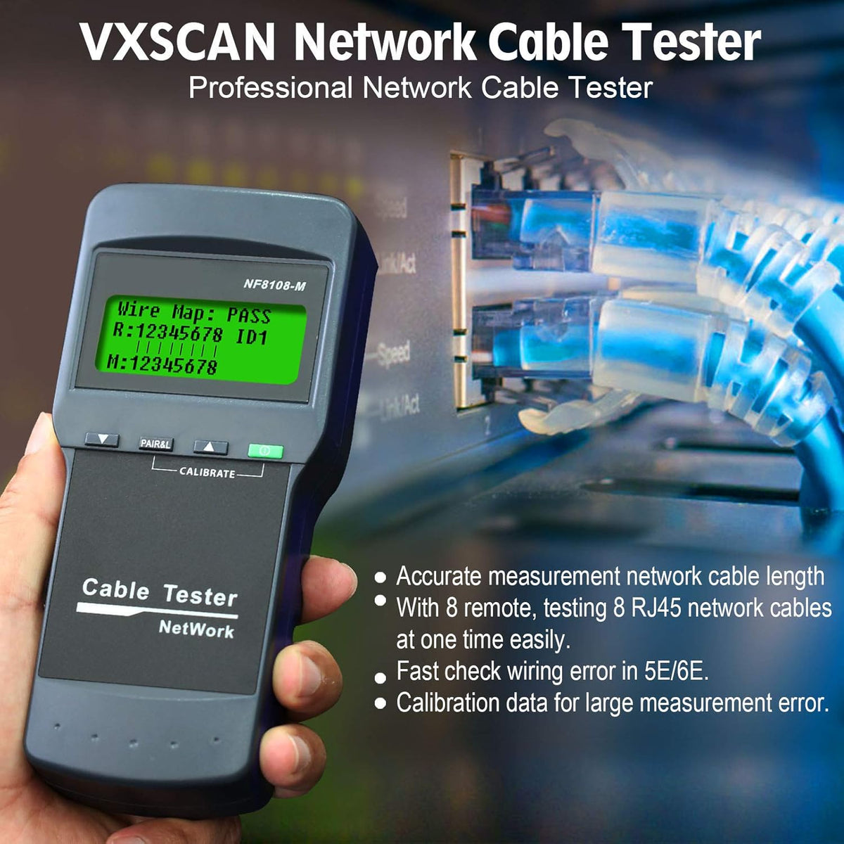 Network Cable Tester with 8 Remote Units D669