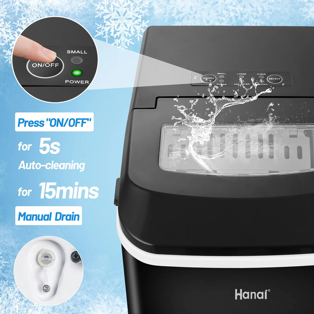 Countertop Portable Ice Maker with Ice Scoop and Basket T698654