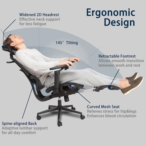 Ergonomic Mesh Office Chair with Footrest and Lumbar Support Q2414