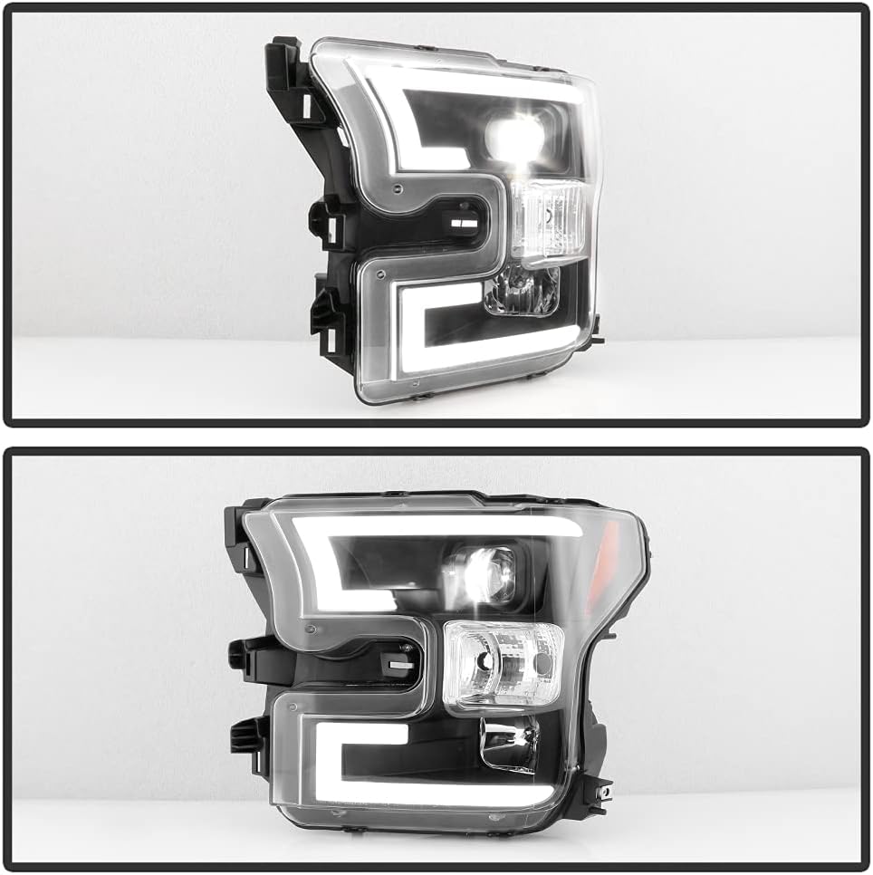 For 2015-2017 Ford F150 Black LED Projector Headlights Assembly V49229
