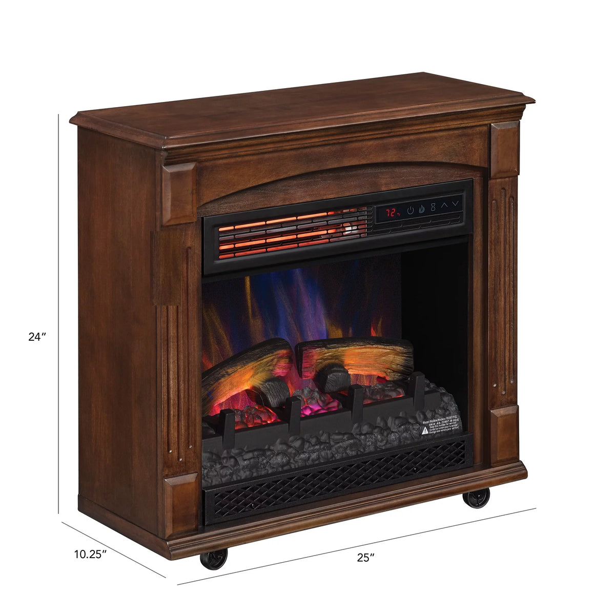 Rolling Mantel with 3D Infrared Quartz Electric Fireplace C107825