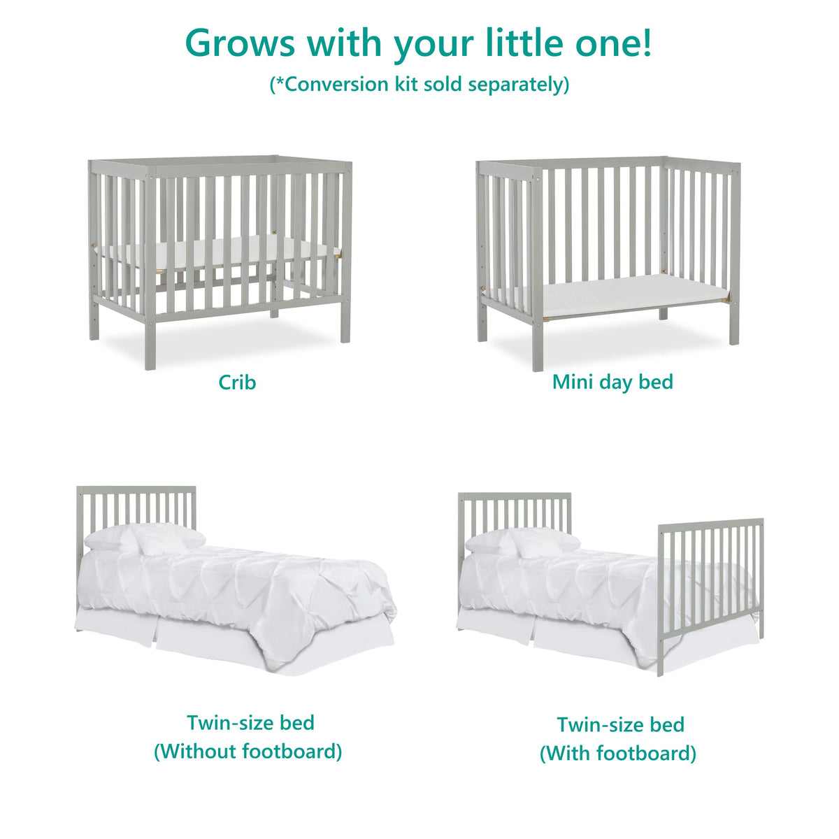 4-in-1 Convertible Mini Crib F2441