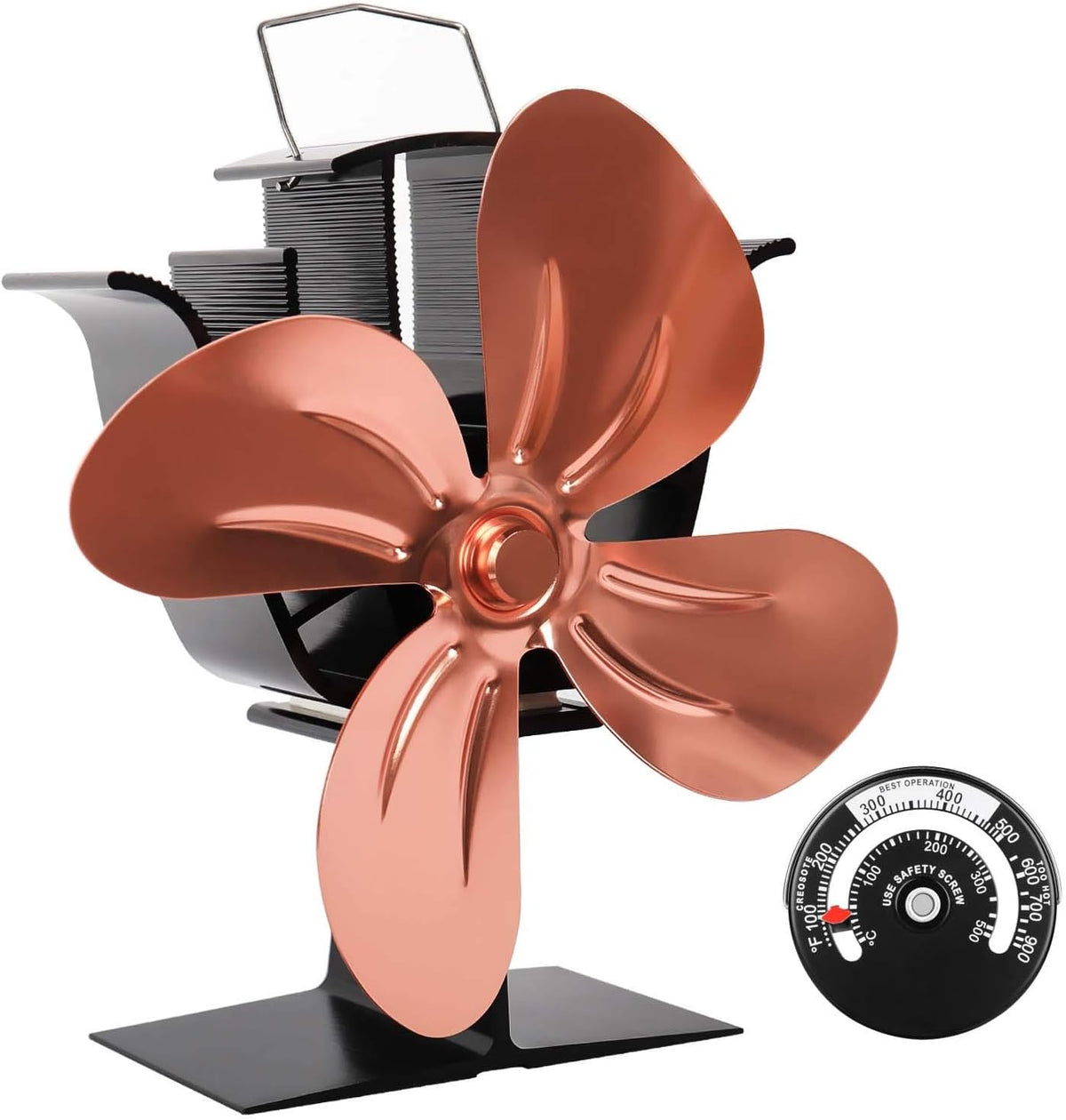 Silver Pack of 2 Aluminium Stove Fan with Magnetic Thermometer J28856