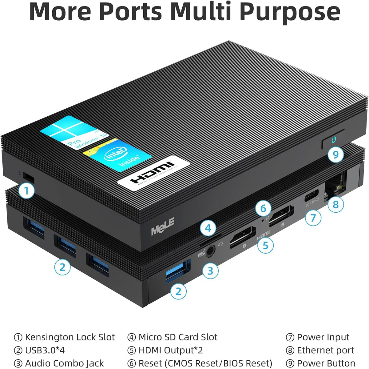 Fanless Mini PC Window11 Pro Celeron J4125 8GB/128GB Small Desktop Computer D100320