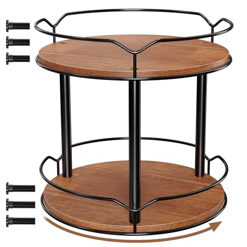 2 Tier 12.4" Wooden Rotating Lazy Susan Organizer M385065