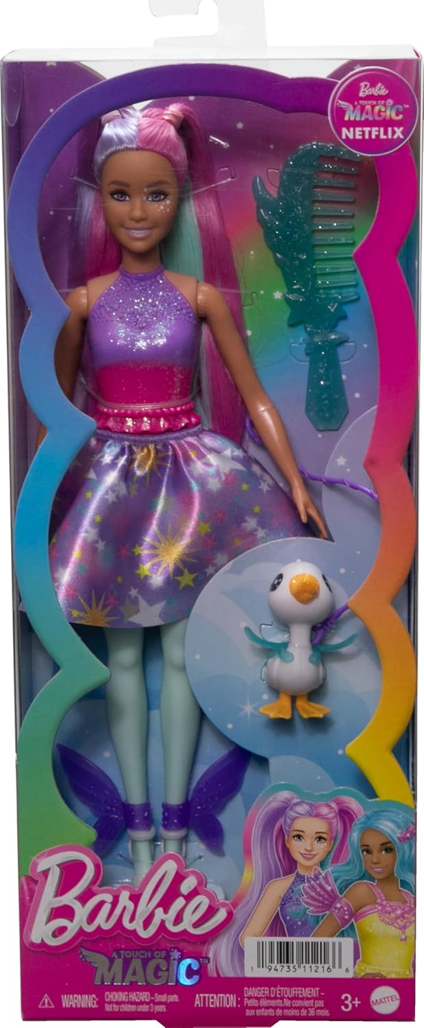 Barbie Doll & Accessories Set with Fantasy Outfit, Pet, Leash & Styling Pieces Y18198