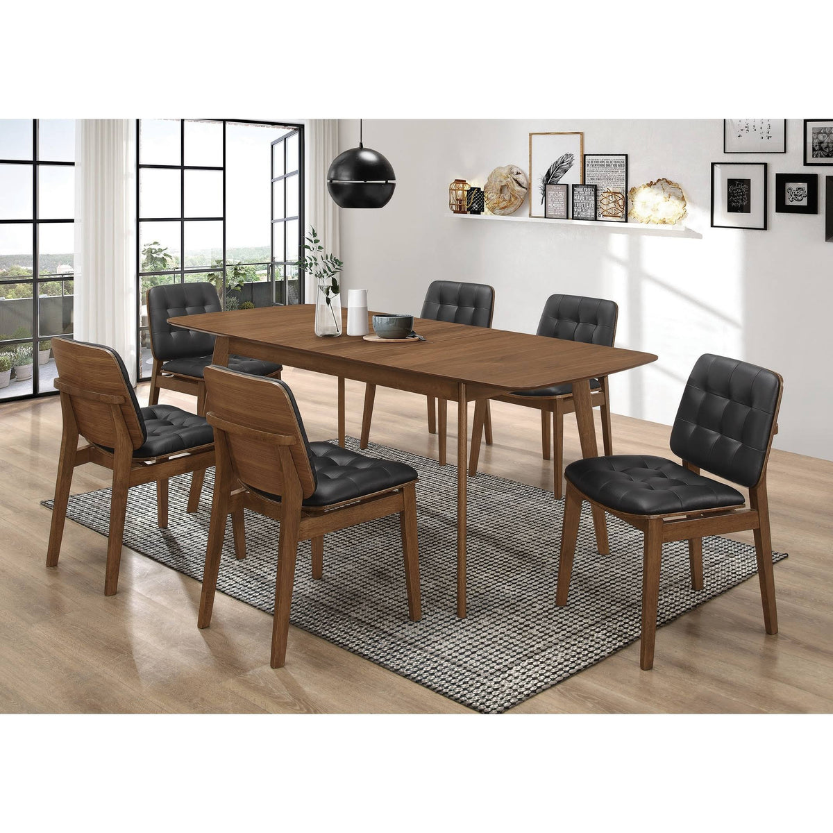 Natural Walnut Dining Table with Butterfly Extension Leaf S537