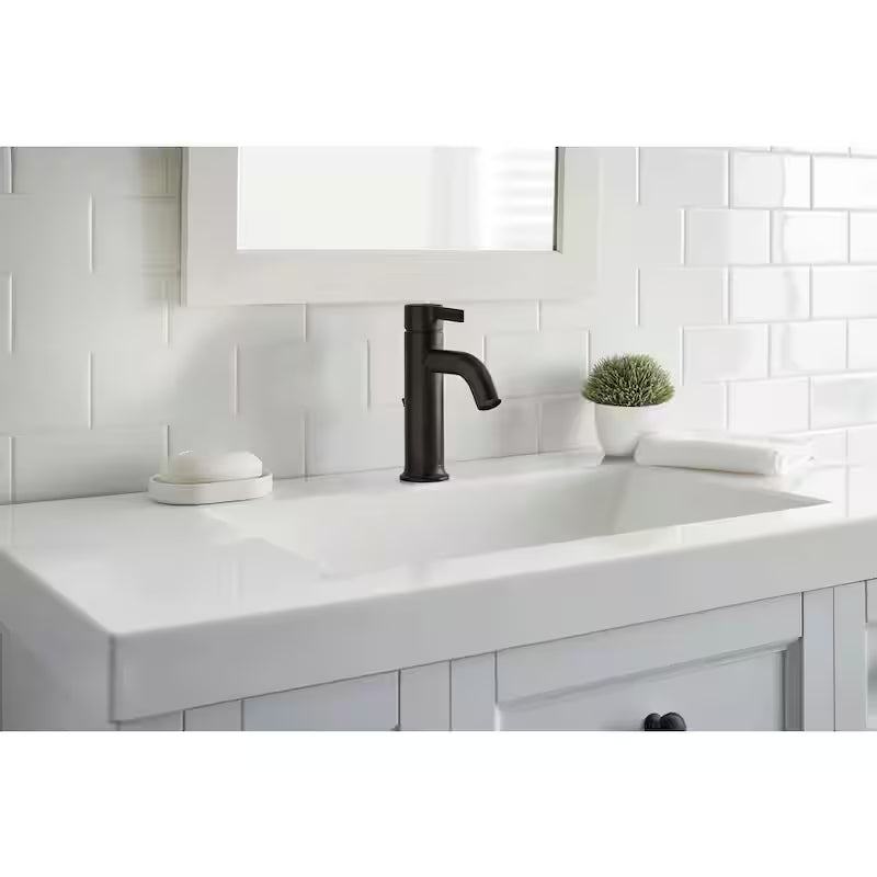 Single-Handle Single-Hole Matte Black Bathroom Faucet X157165