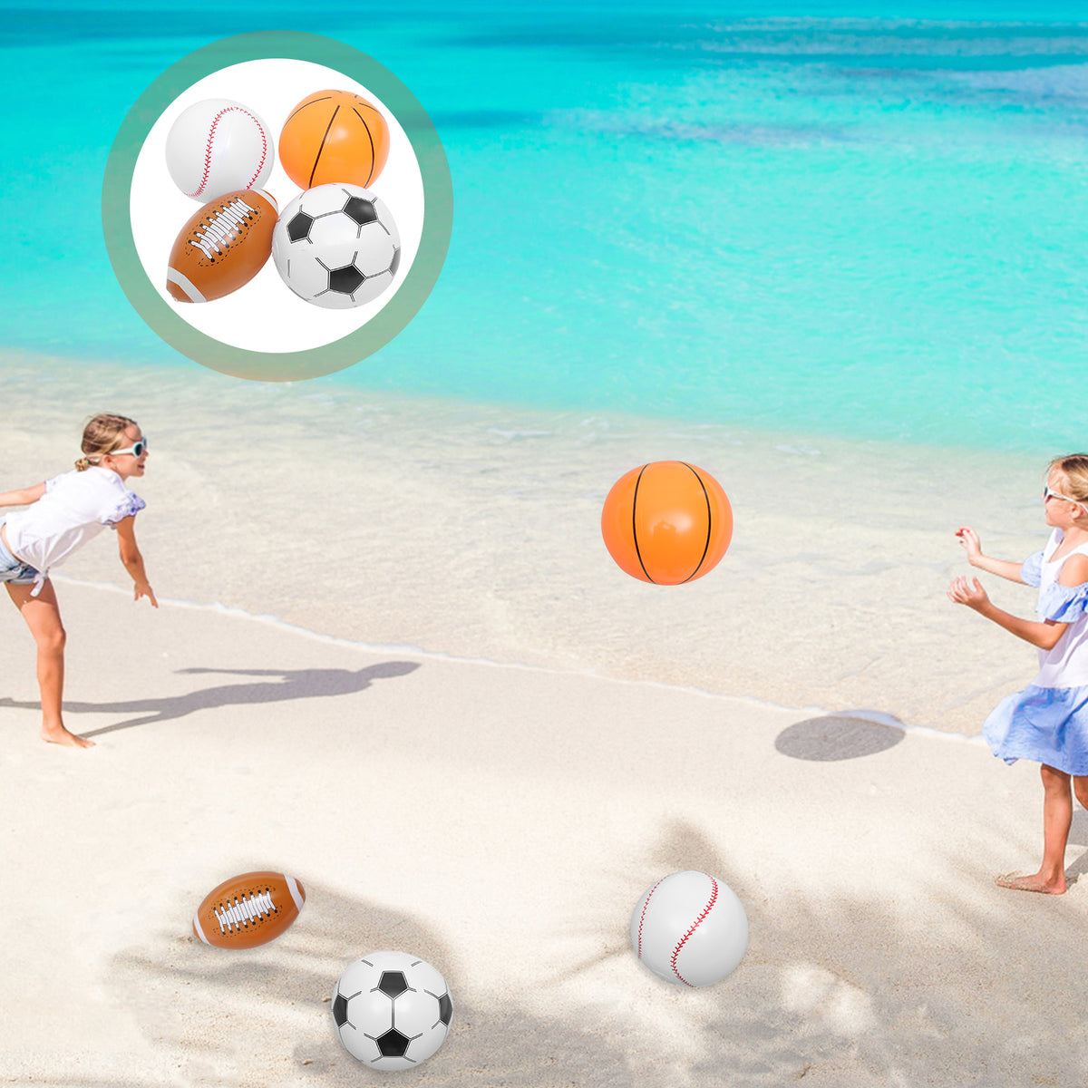 8 Pcs Inflatable Beach Ball Sports Balls for Kids X85606