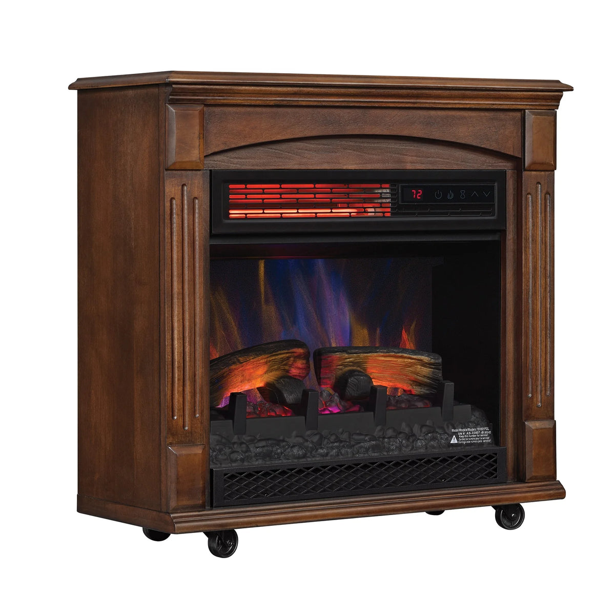 Rolling Mantel with 3D Infrared Quartz Electric Fireplace C107825