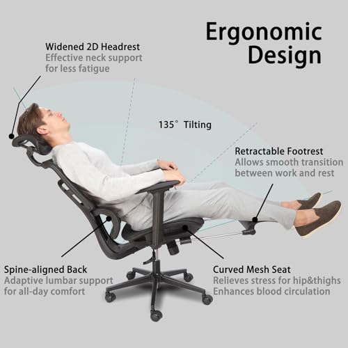 Ergonomic Mesh Office Chair with Footrest and Lumbar Support Q2414