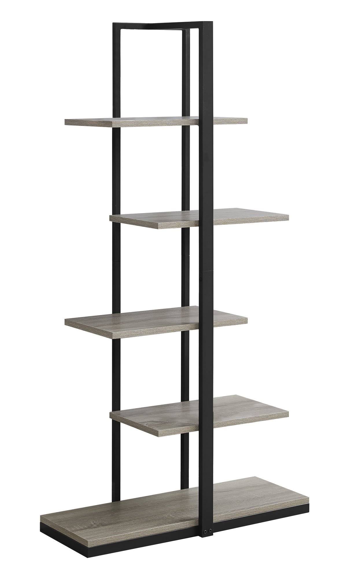 White Silver MDF Metal Bookshelf E595