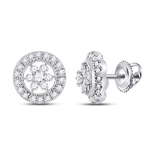 14kt White Gold Diamond Floral Cluster Earrings 3/8 Cttw H675