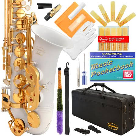 White-Gold Keys Alto Saxophone with Case O167681