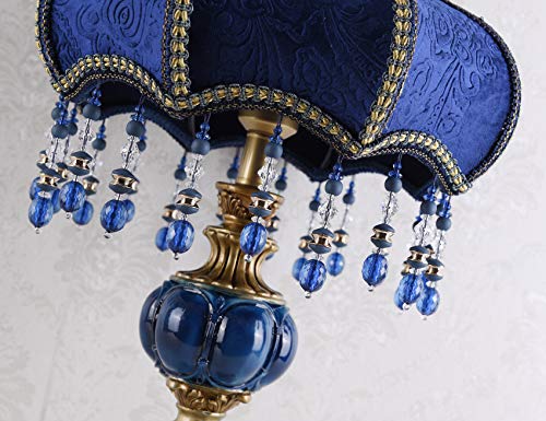 Blue Fabric Lampshade Resin Lamp, 13 in W, 21.6 in H U80122