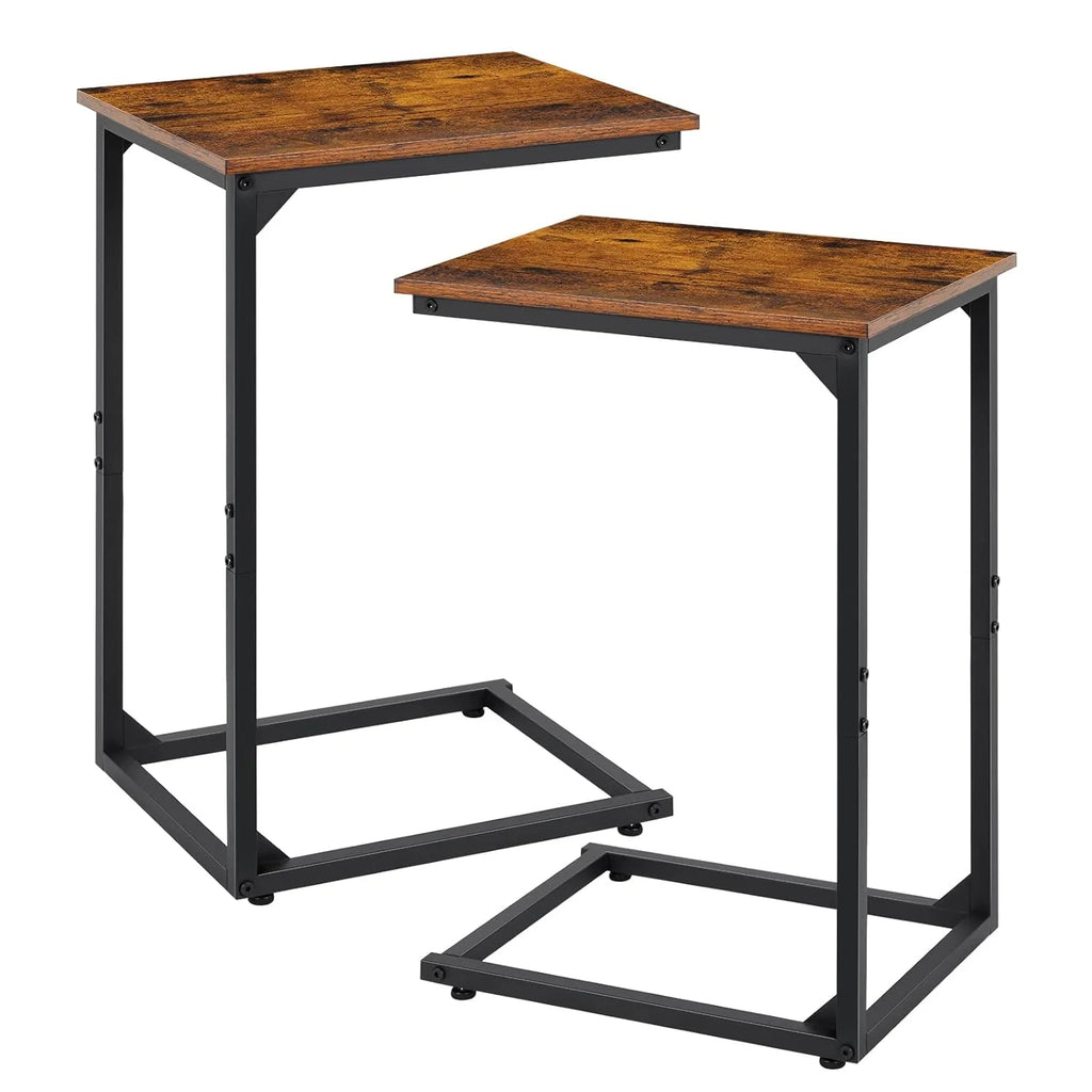 C Shape Side Table Set of 2 Brown X6642