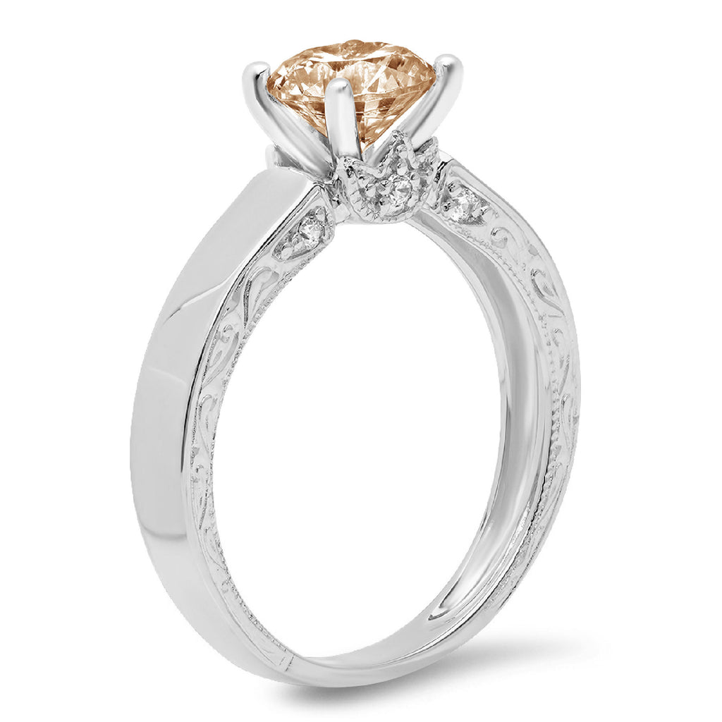 18k White Gold Champagne Simulated Diamond Ring Z31700