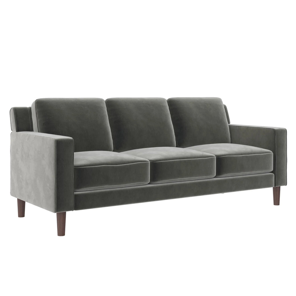 Gray Velvet 3 Seater Sofa V4169