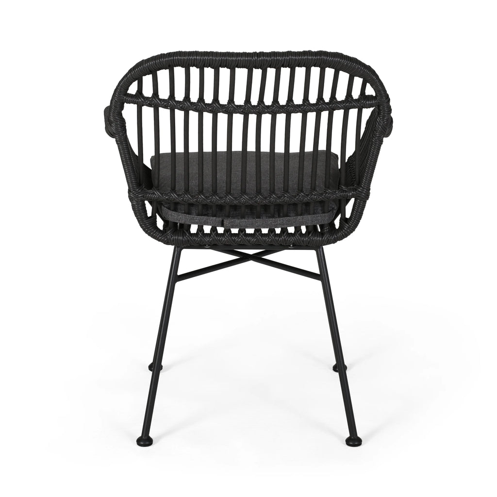 Woven Faux Rattan Chairs with Cushions Set of 2 H901