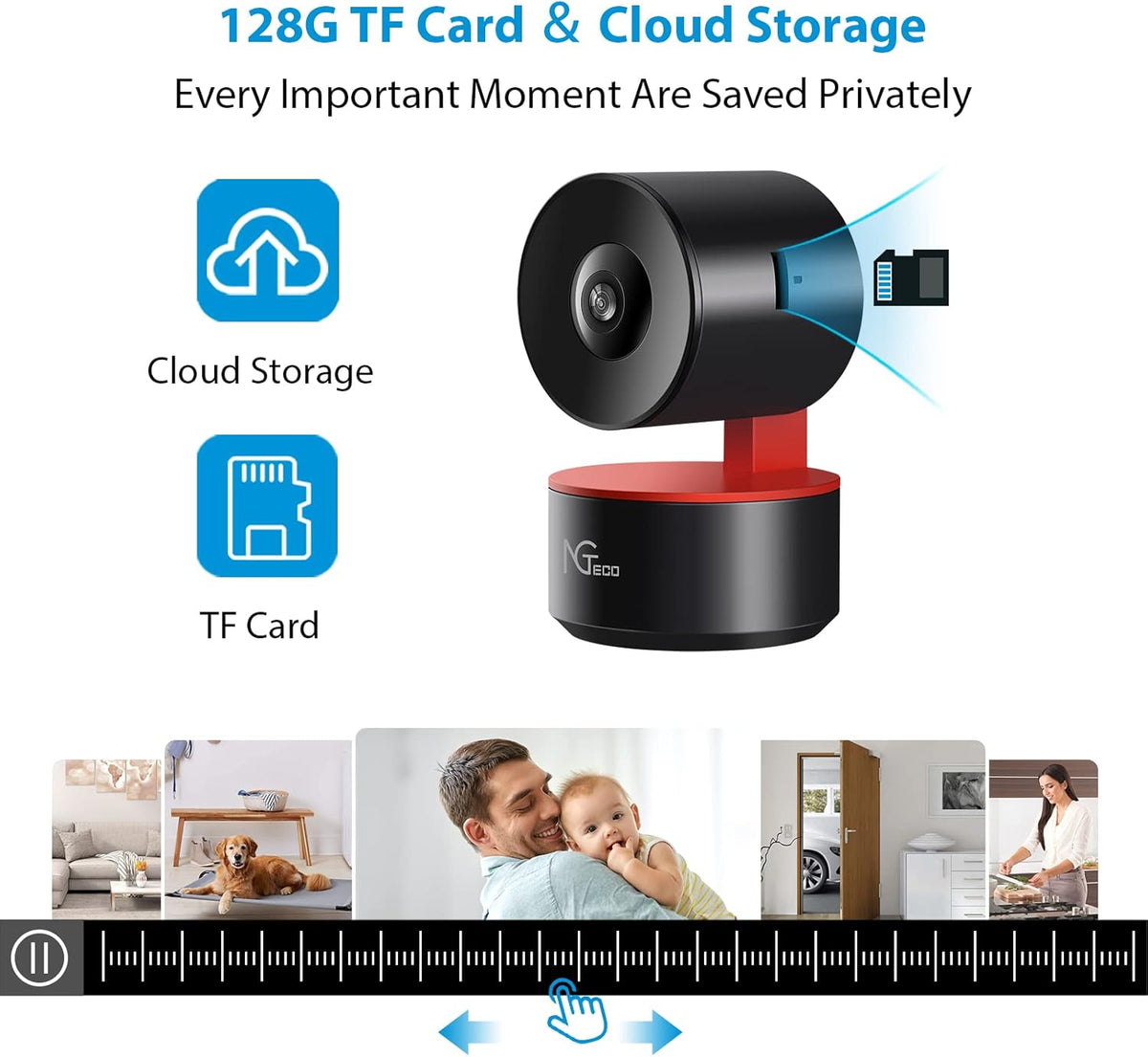 1080P WiFi Security Camera Indoor with Night Vision 2 Way Audio, Pack of 2 T536158