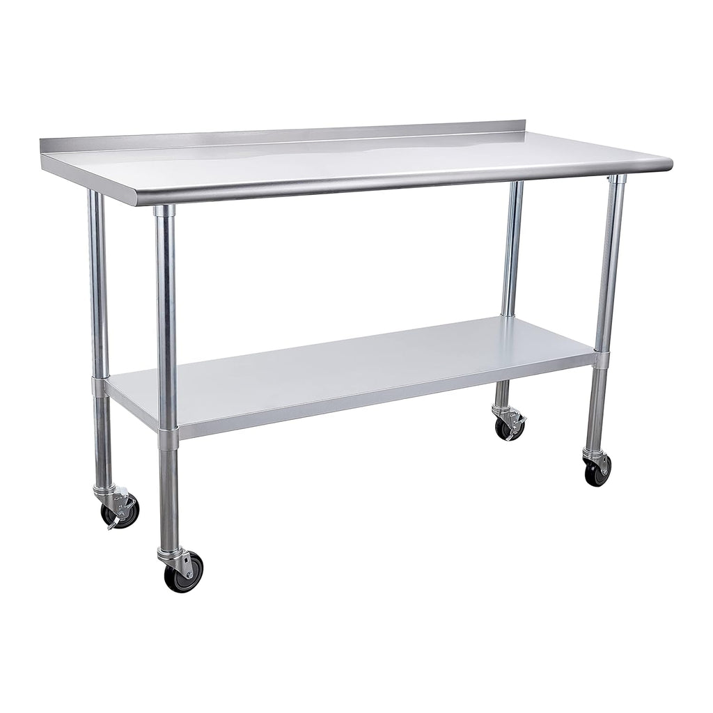 Stainless Steel Table 24 x 60 Inches with Caster Wheels and Undershelf N1451