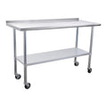 Stainless Steel Table 24 x 60 Inches with Caster Wheels and Undershelf N1451