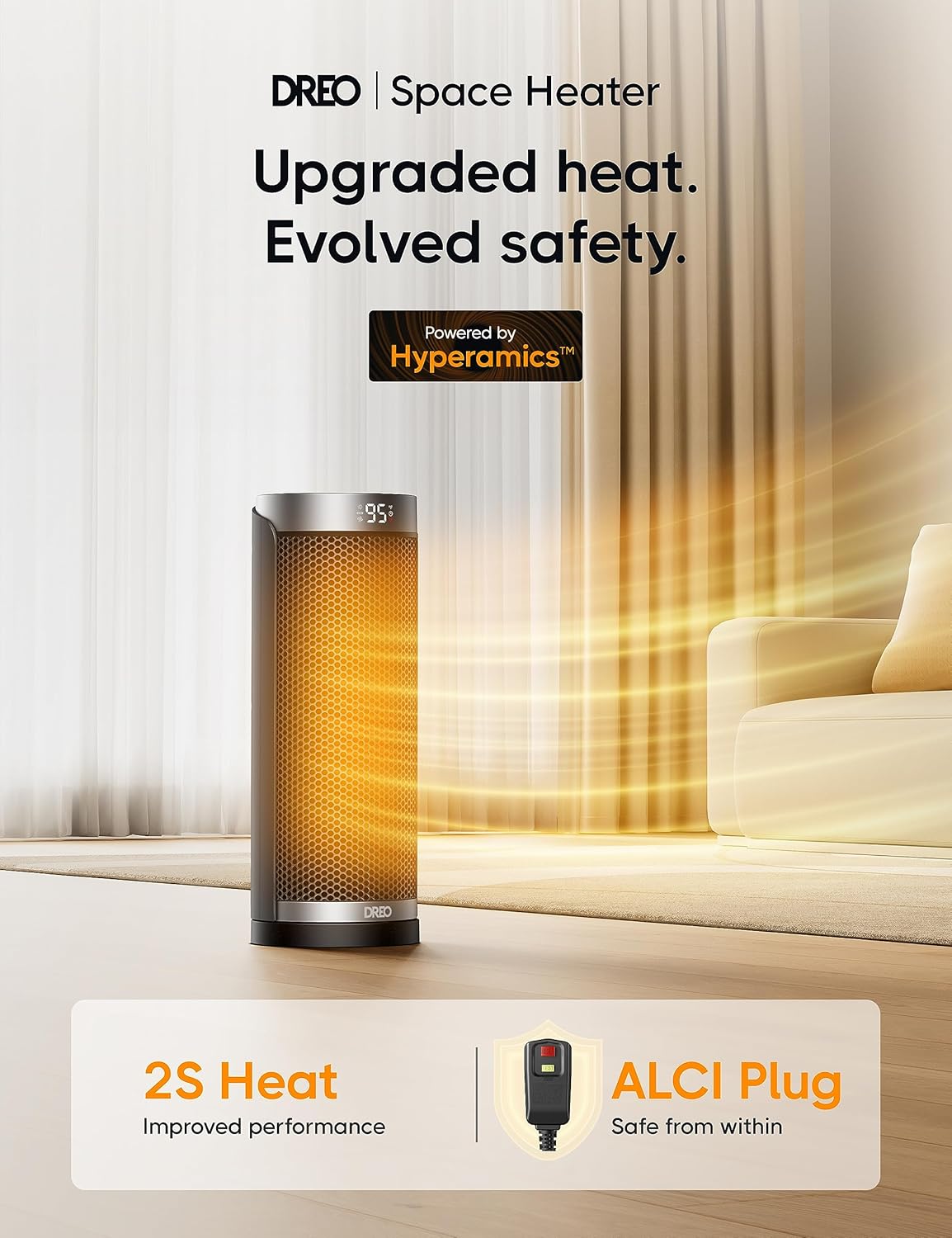 70° Oscillating 25" Portable Space Heater with Remote K88068